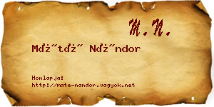 Máté Nándor névjegykártya
